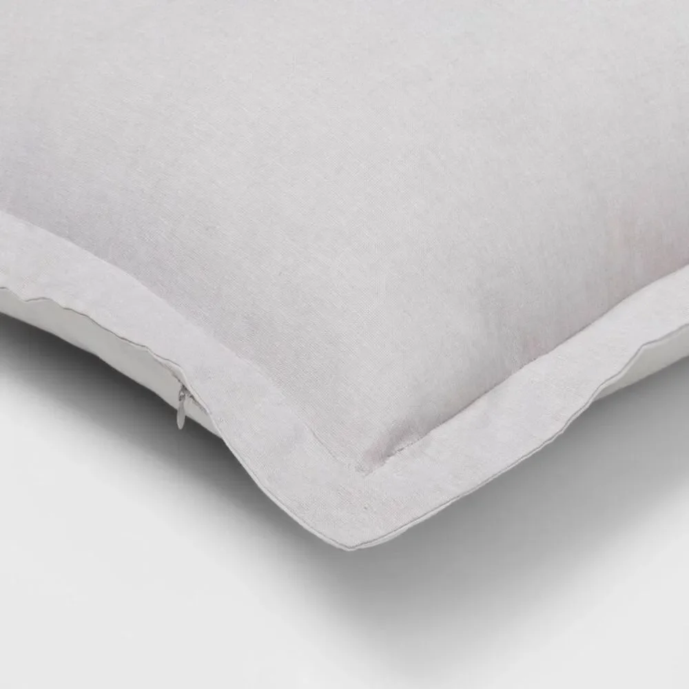 Euro Cotton Linen Blend Chambray Decorative Throw Pillow - Light Gray